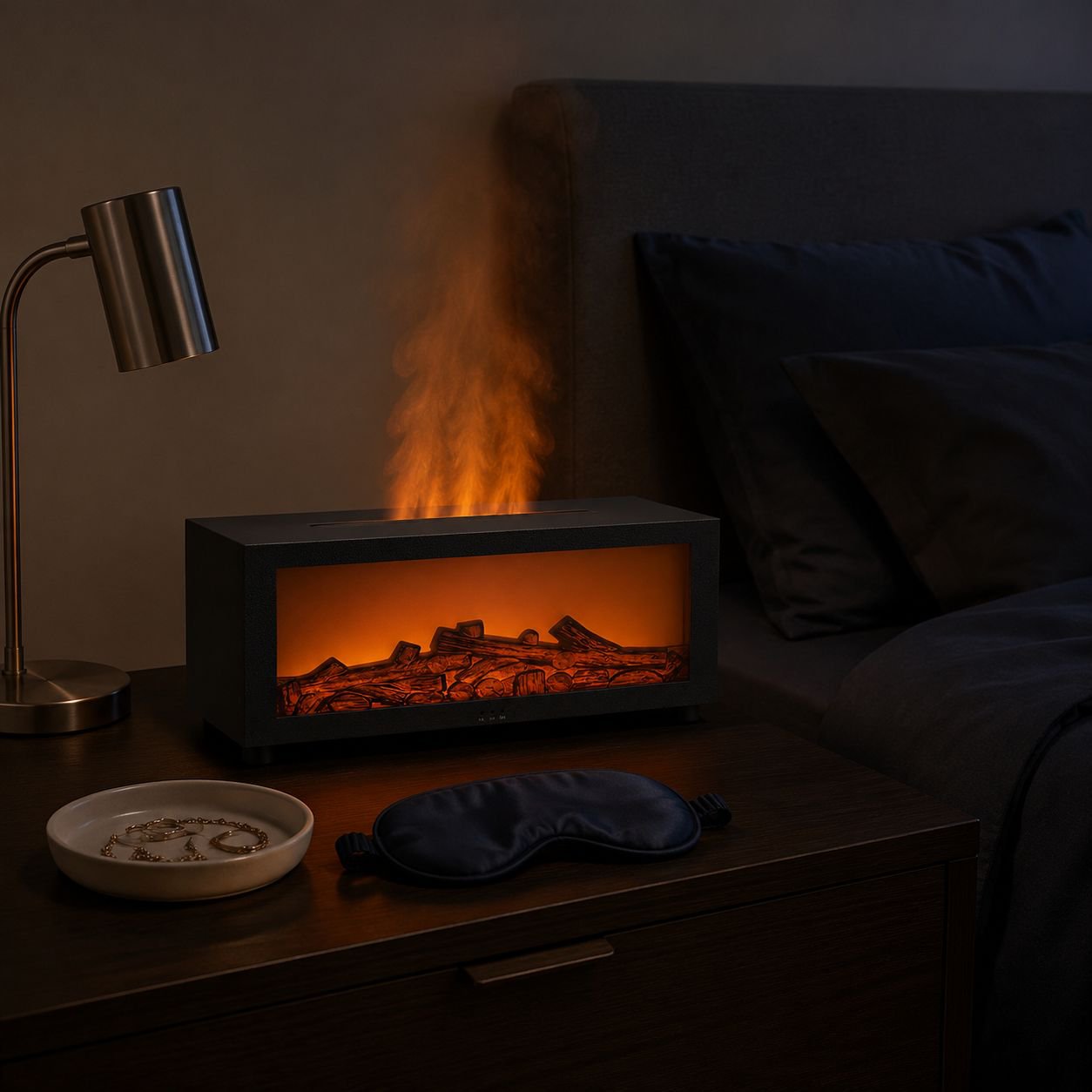 Humidificador creativo con aromaterapia de llama de chimenea de simulación genial de escritorio JMY