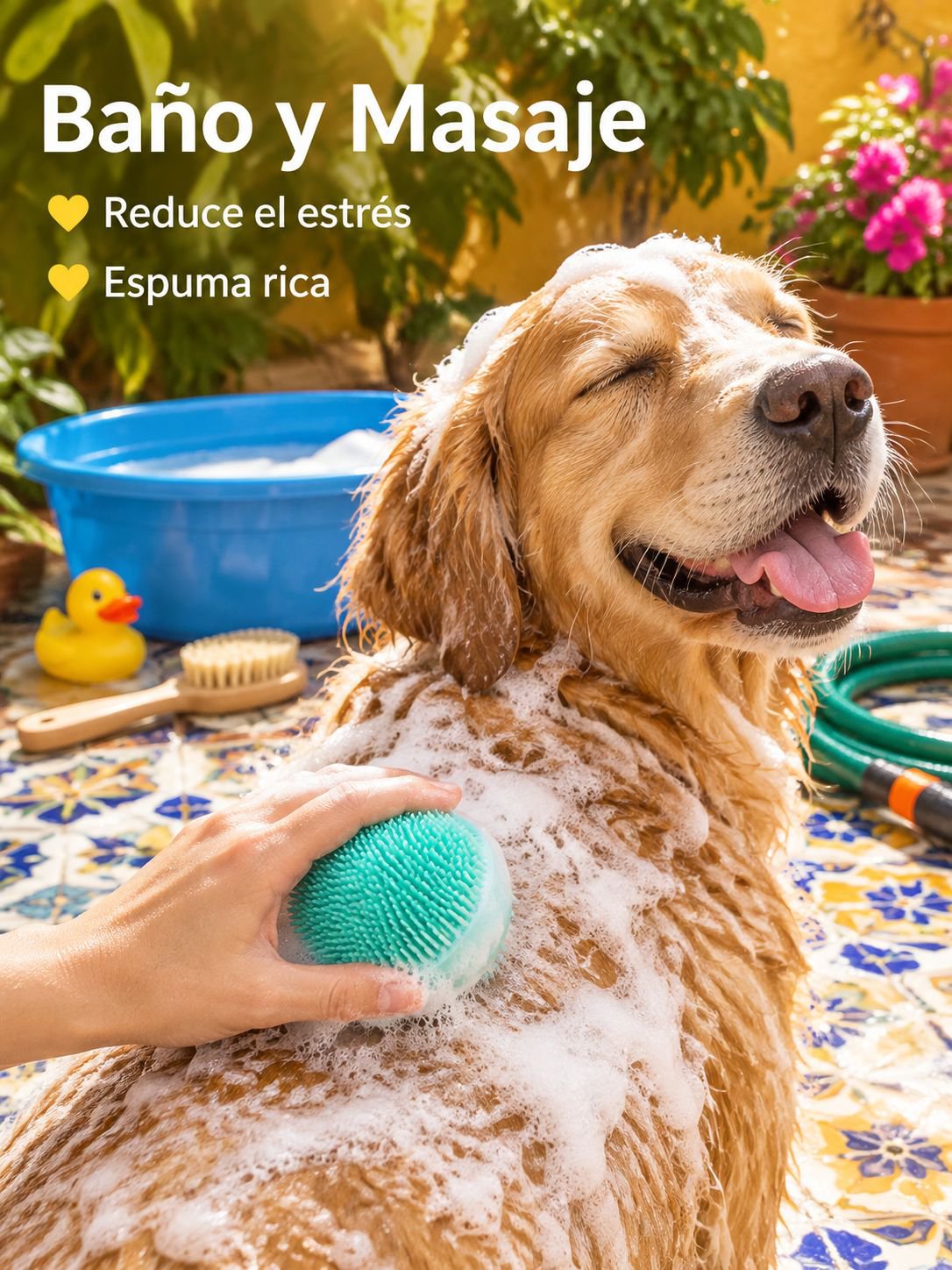 Cepillo de baño de silicona para mascotas, limpieza y masaje