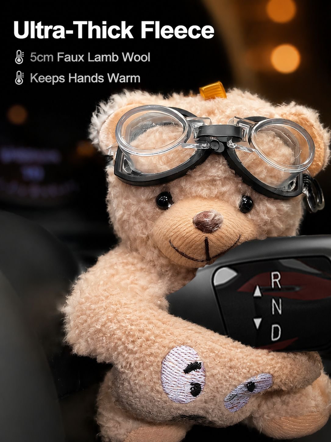 Cute bear-shaped gear shift lever steering wheel decoration
