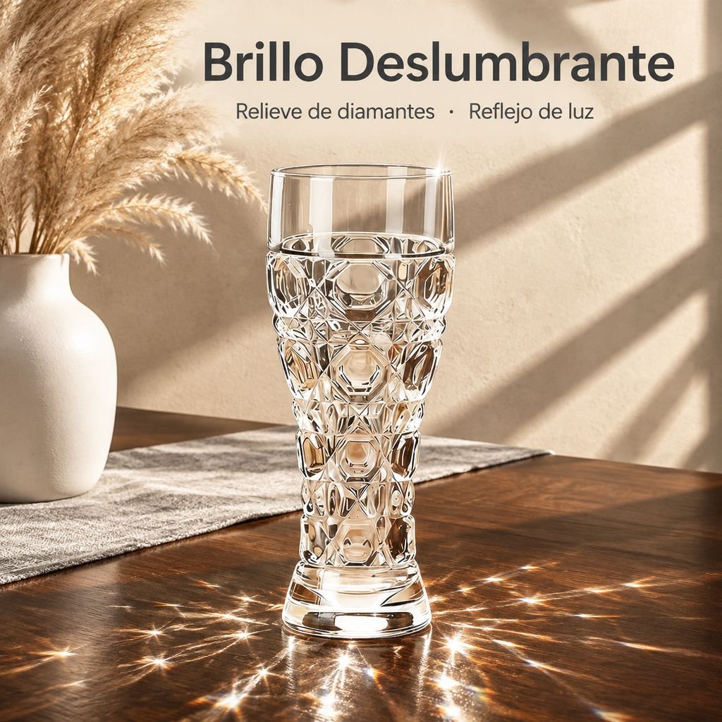 Copa de Vidrio Grueso Grabado para Cerveza Artesanal Gran Capacidad
