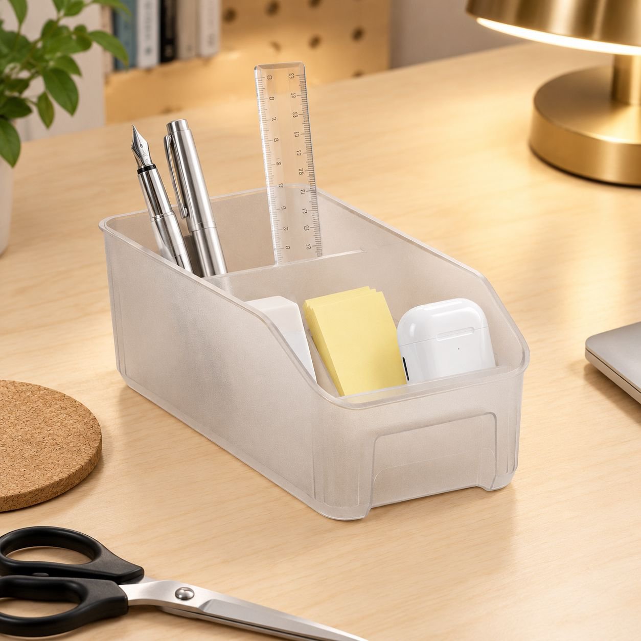Multifunctional desk storage box for stationery