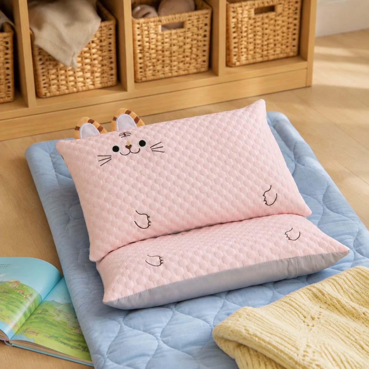 Cooling baby tiger head nap pillow front view