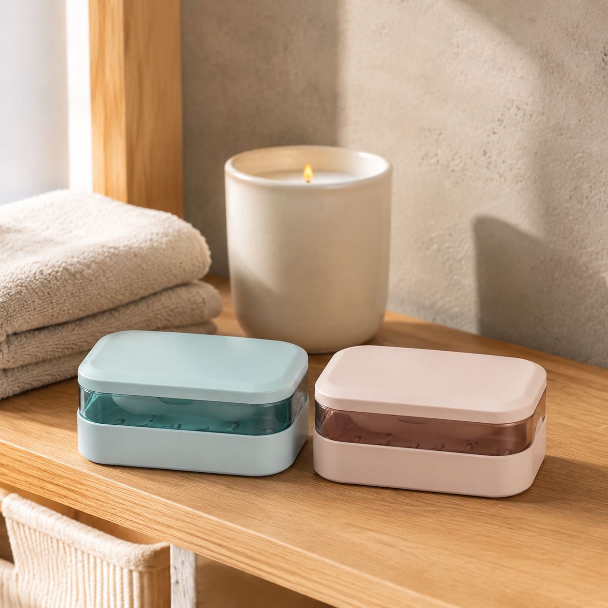 Portable soap case with flip lid for travel