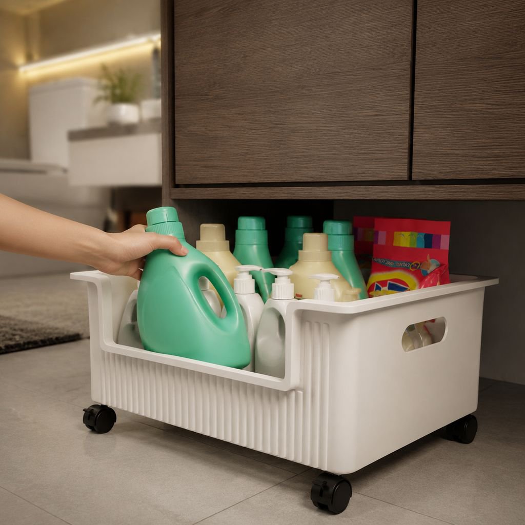 Bathroom cabinet under the shelf toilet sink movable laundry detergent rack balcony washing machine 