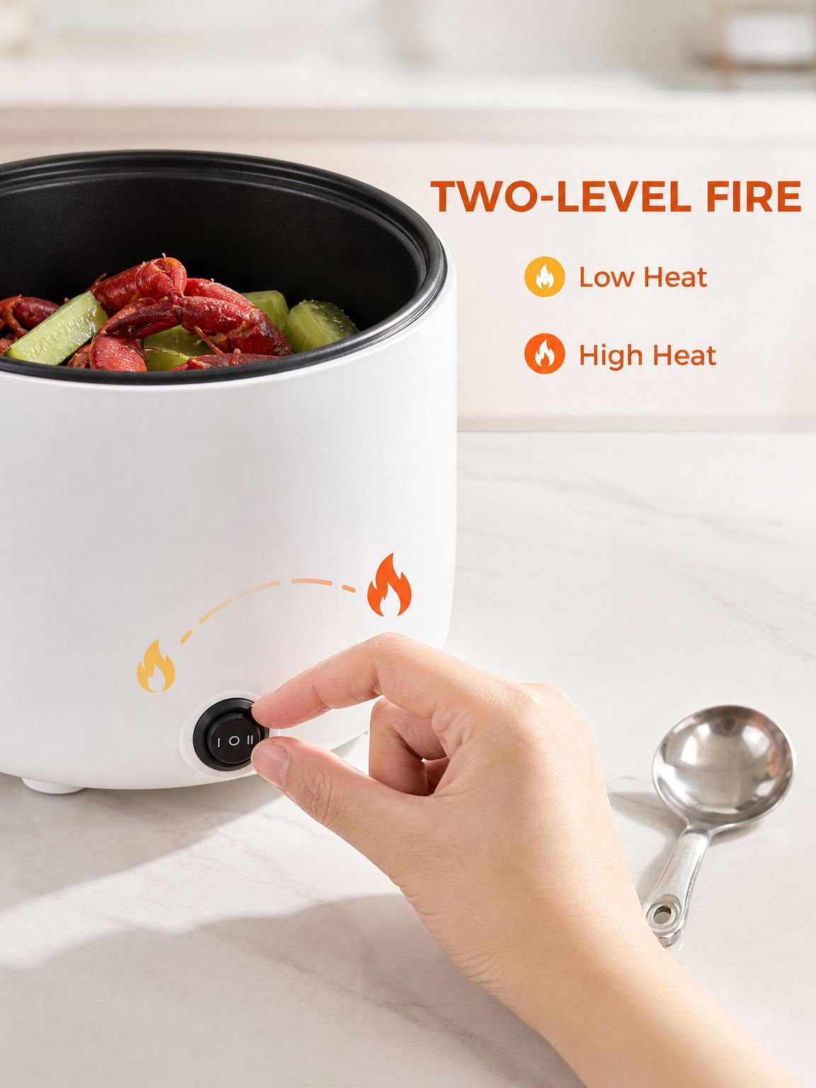 Hot Pot Porridge Rice Cooker, Two-Level Fire, Nonstick Inner Liner, Timer Function