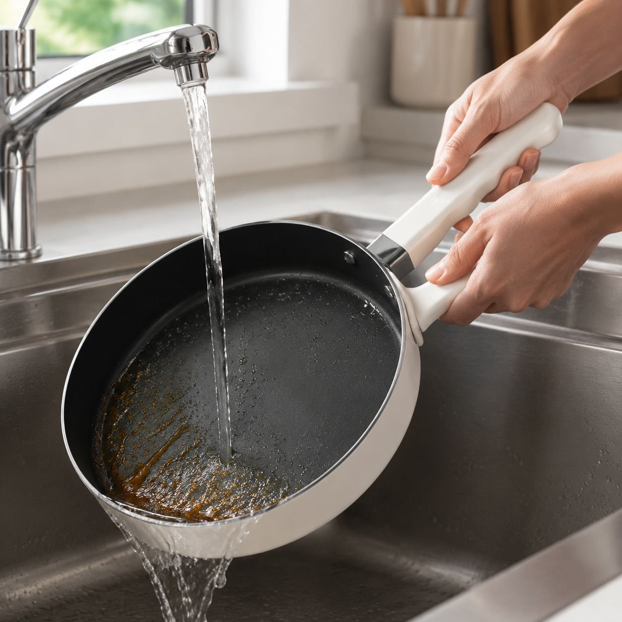 Durable household pan with non-stick surface