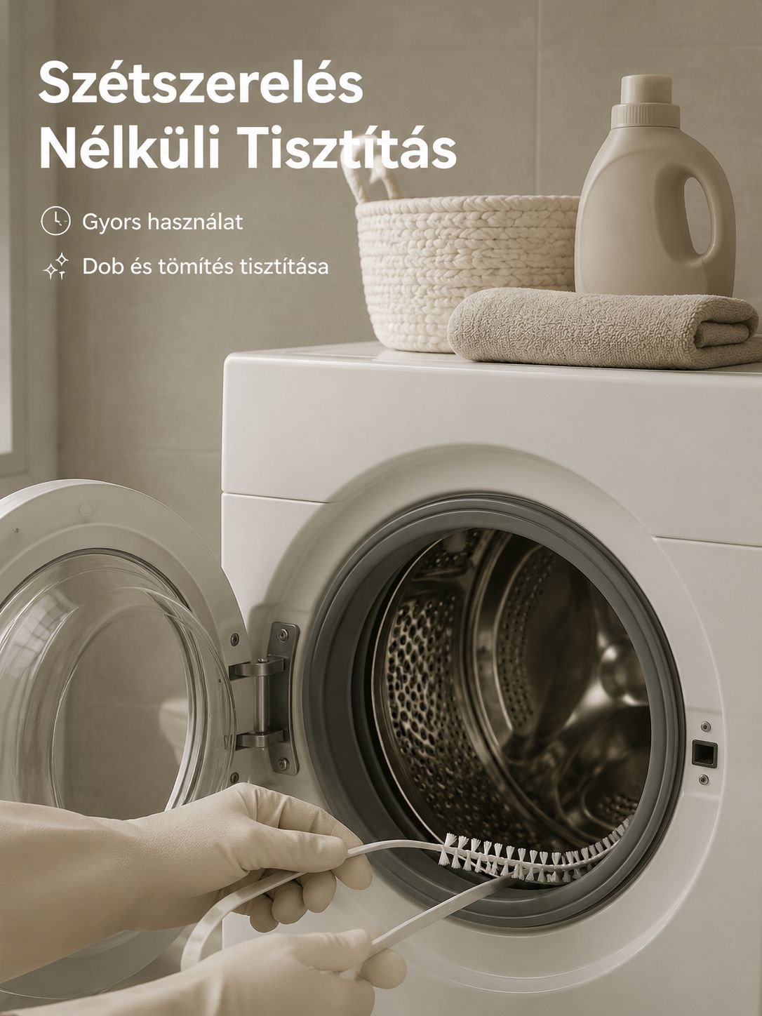 Mosógép résekhez hosszabbított tisztítókefe