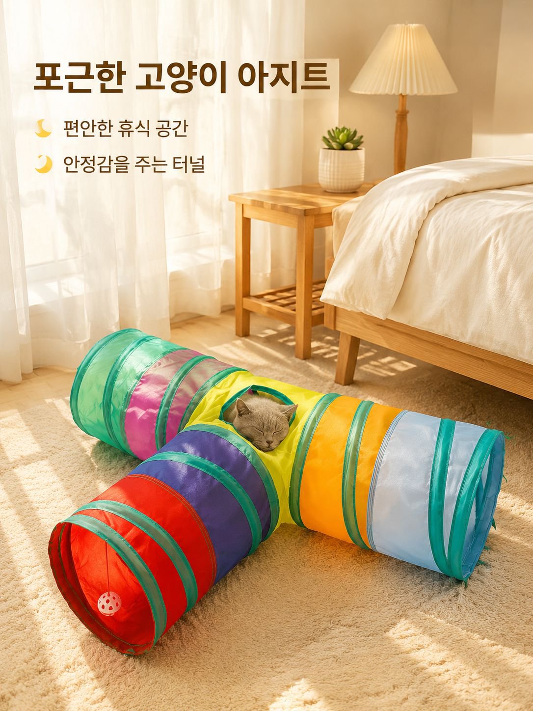 무지개색 고양이 놀이 터널