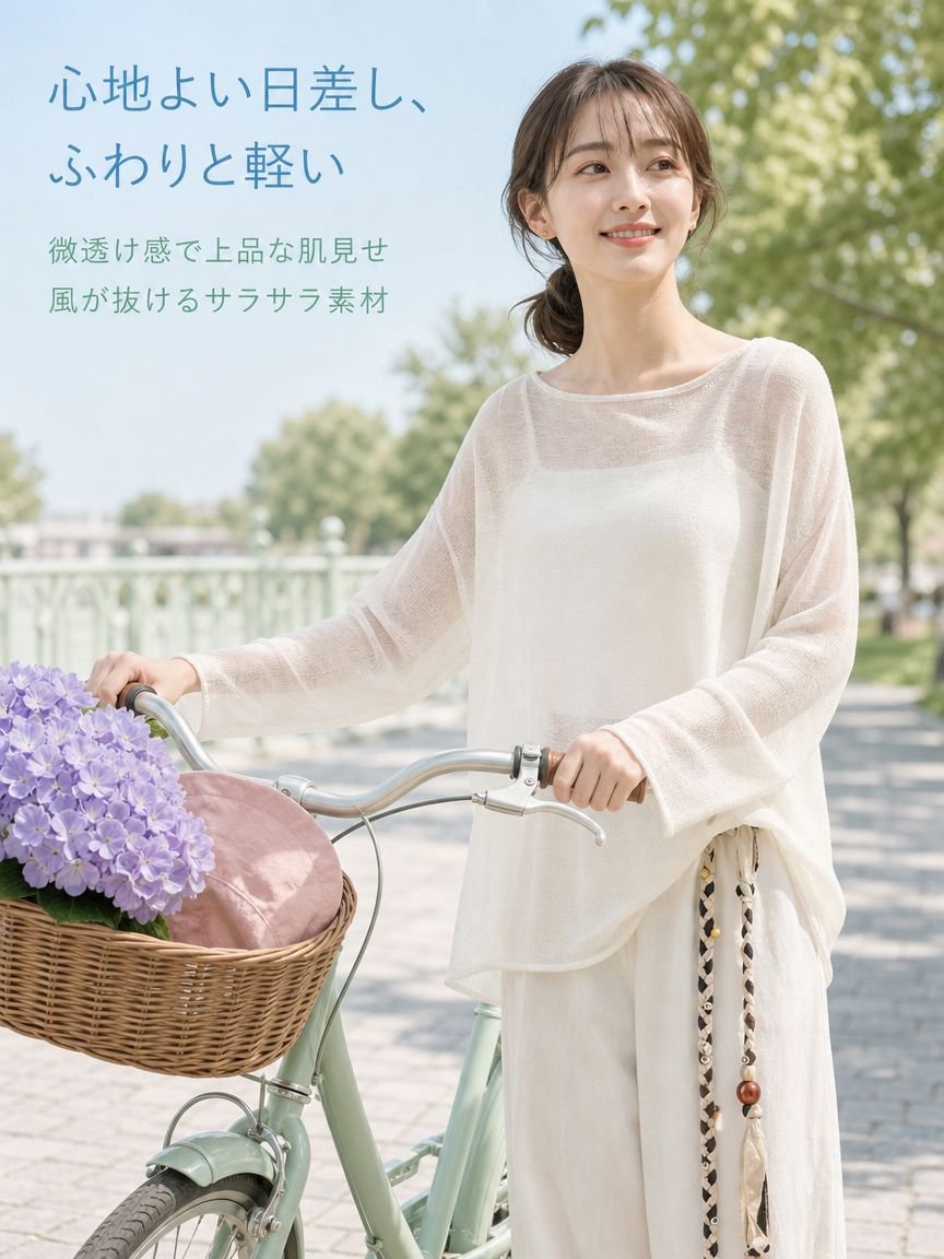 レディースエアシャツ 薄手シースルー ゆったりTシャツ