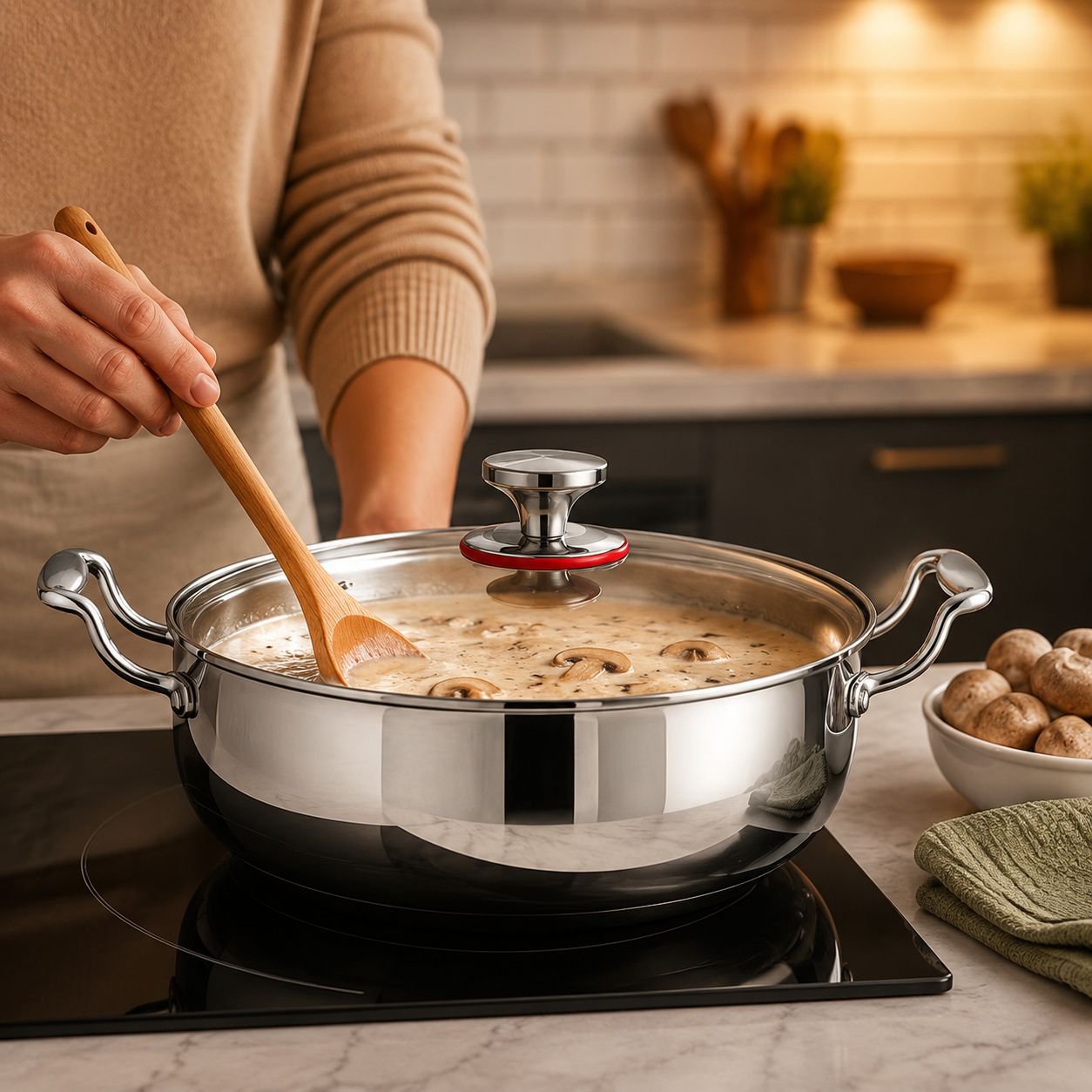 Household Soup Pot with Double Handles for Safe Handling