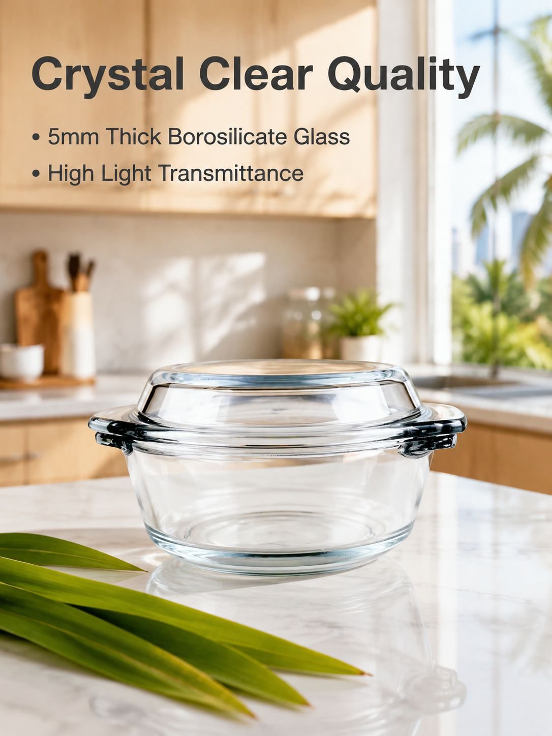Heat-resistant glass egg bowl with lid