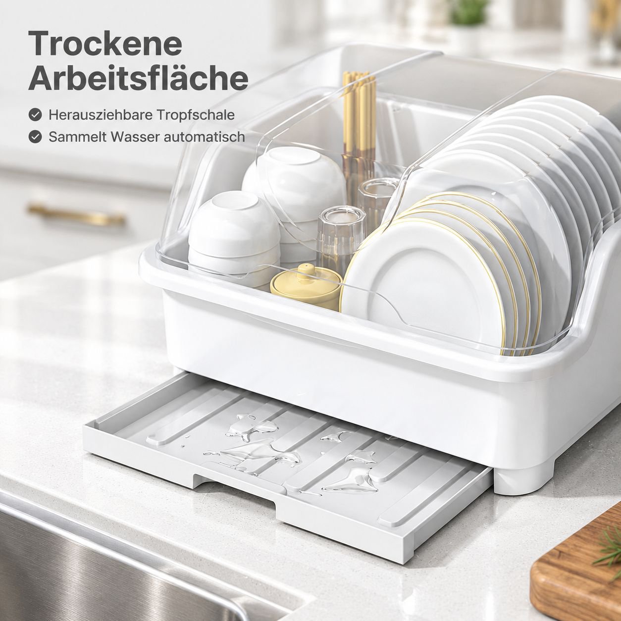 Geschirrabtropfgestell mit Abdeckung