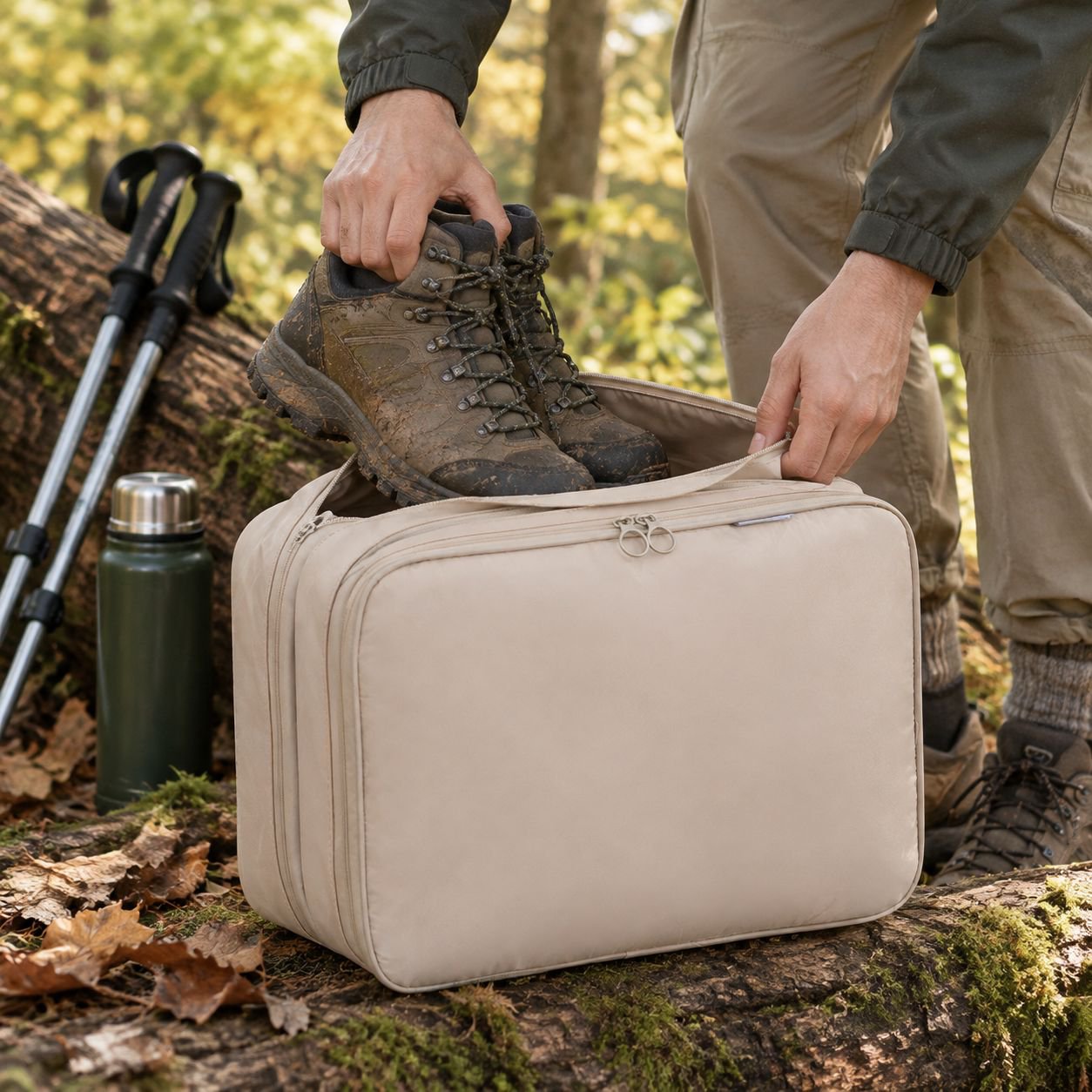 휴대용 3단 신발 수납 가방 전체 모습