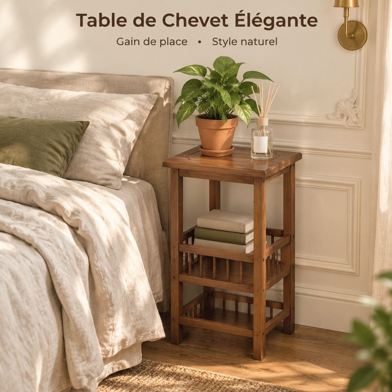 Meuble à Thé Bout de Canapé Salon Petite Table Basse Étagère de Rangement