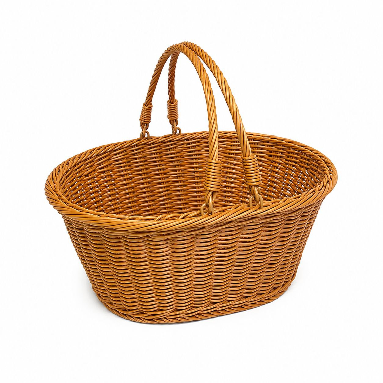 Portable Oval Imitation Rattan Woven Shopping Basket Supermarket Vegetable Basket