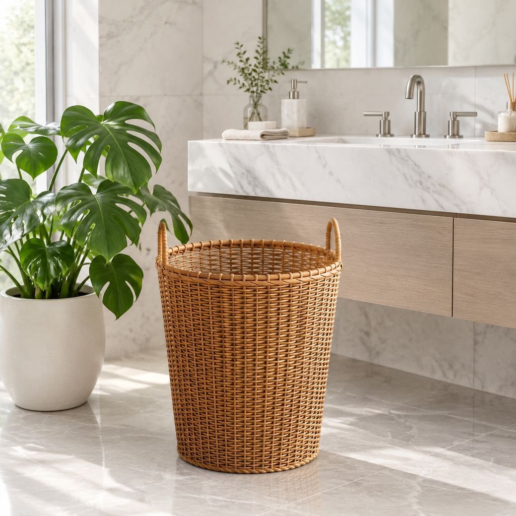 Luxurious Home Laundry Storage Basket in modern laundry room