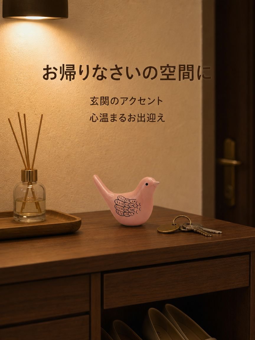 陶器製の手描き鳥の置物