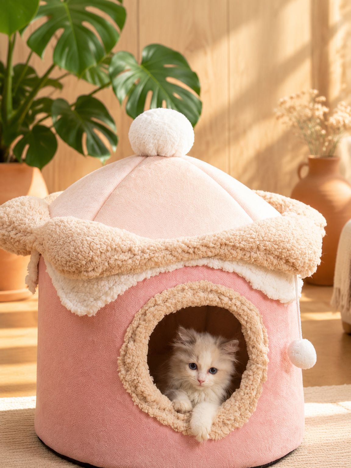 Casa de mascotas en forma de helado para perros y gatos