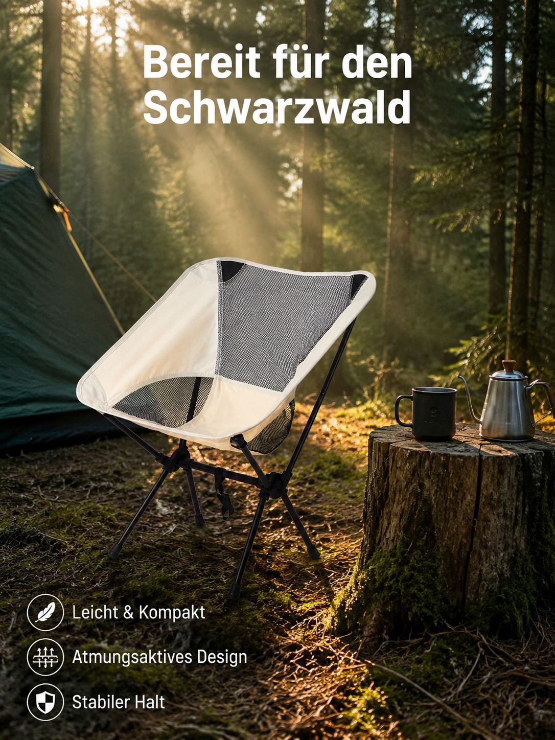 Tragbarer Outdoor-Faltstuhl, Strandstuhl, Angler-Tischstuhl, Zelt-Faltstuhl