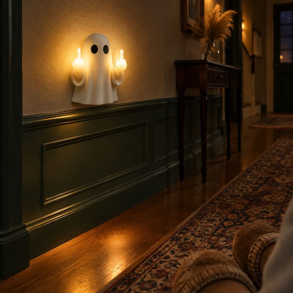 Funny Ghost Middle Finger Wall-mounted Night Light
