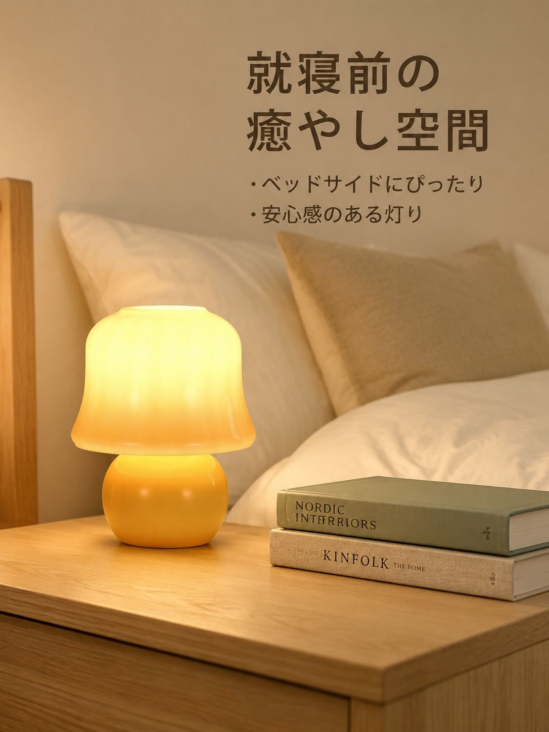 キノコ型のベッドサイドランプ