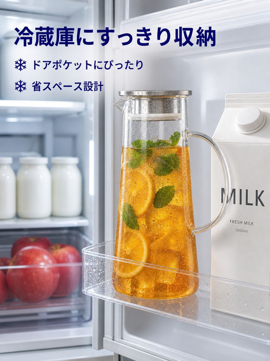 透明な耐熱ガラス製冷水ジャグ