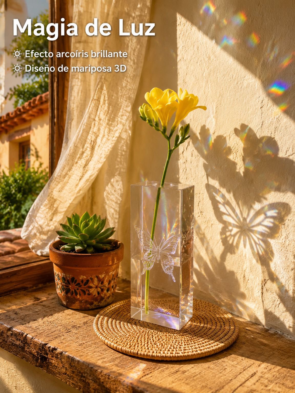 Florero de vidrio para hidroponia