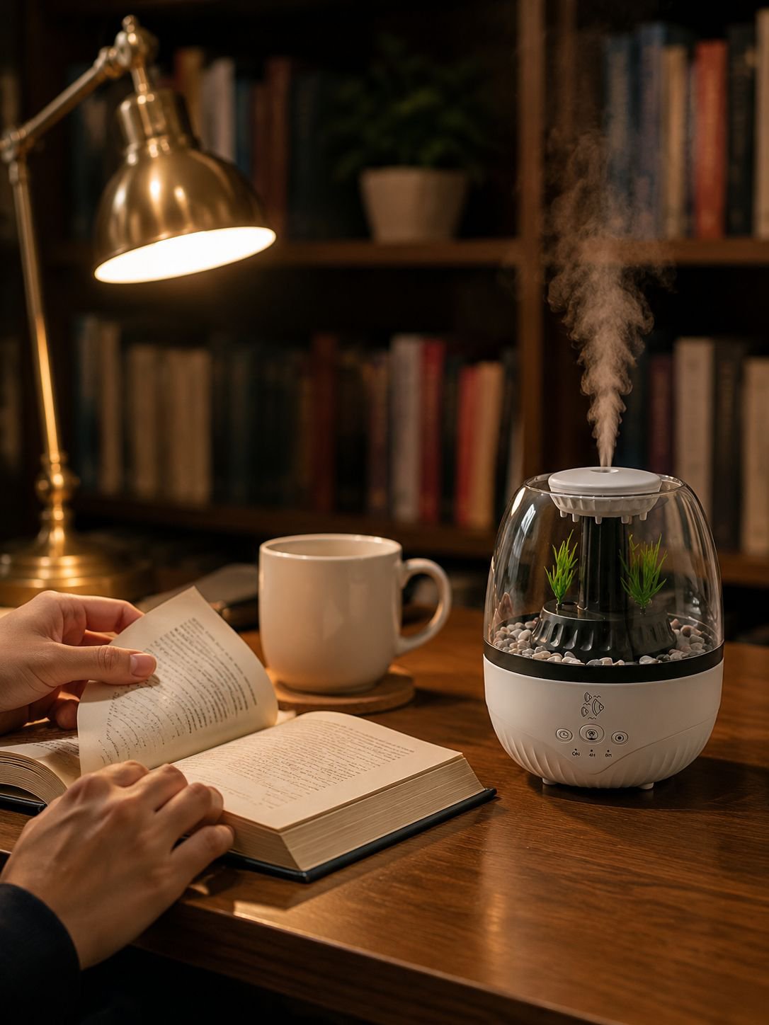 Close-up of creative fish tank aroma diffuser in living room