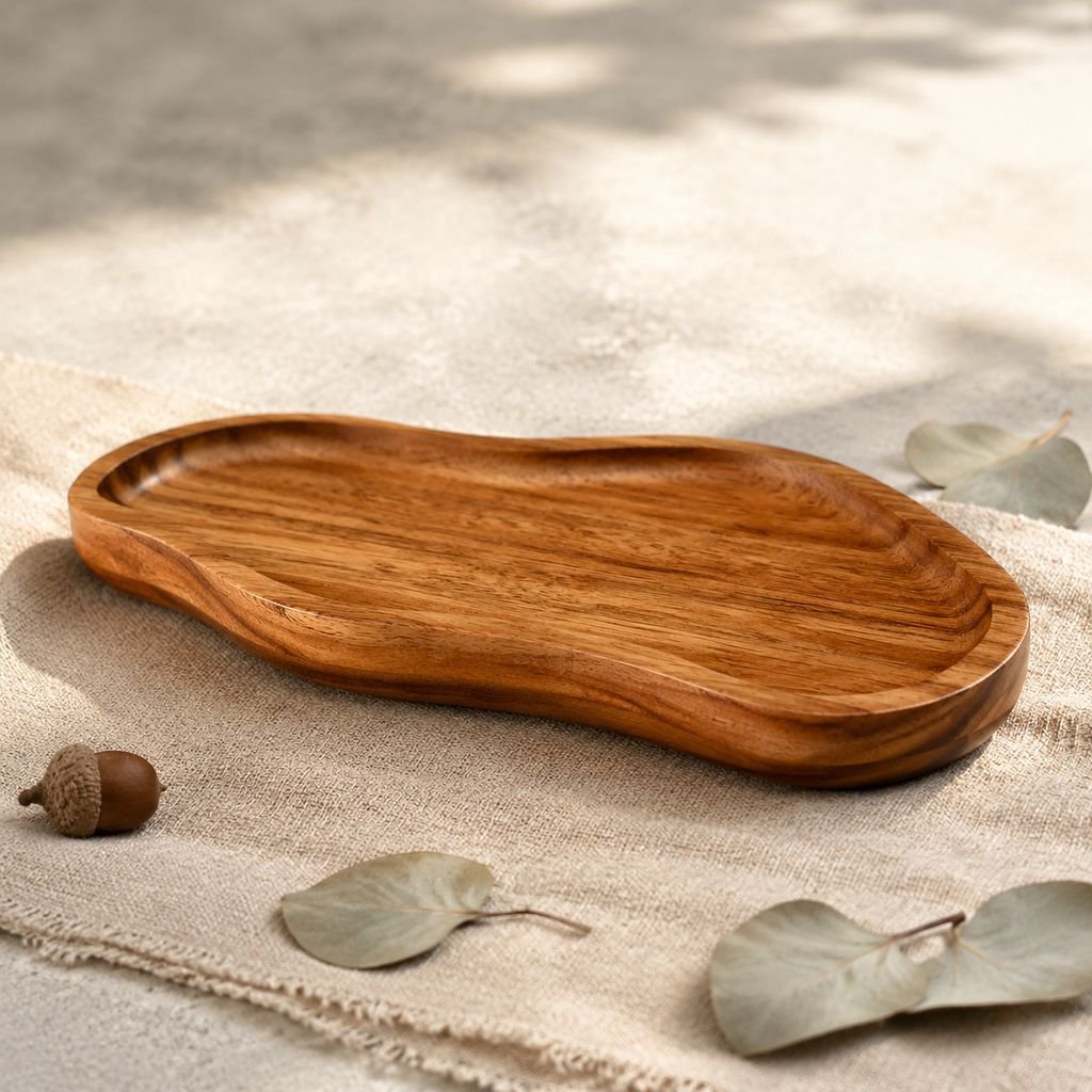 Eco-friendly snack plate made of solid wood