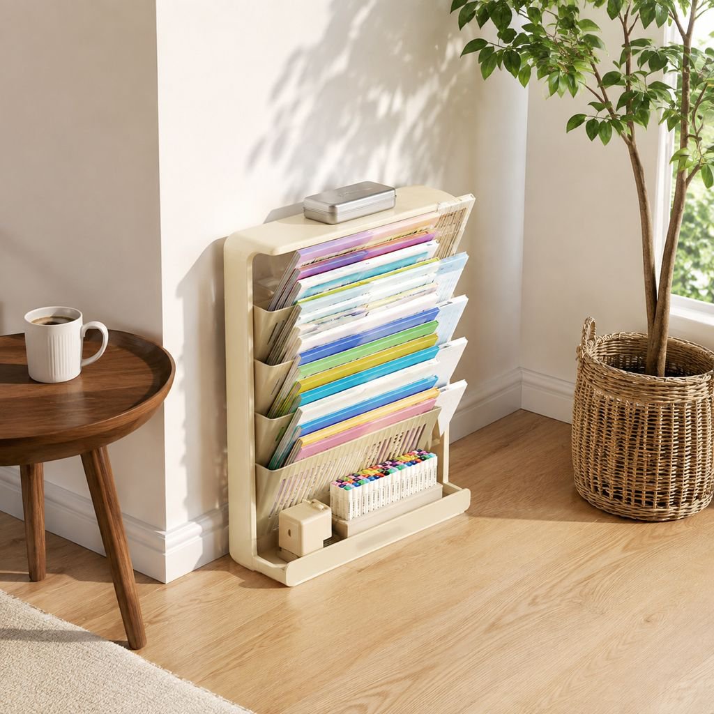Multi-functional Movable Bookshelf Storage Rack