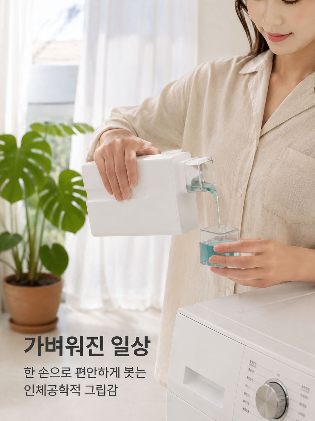 밀봉링 틈새 수납 홈 디자인 리필용 심플 세제 병