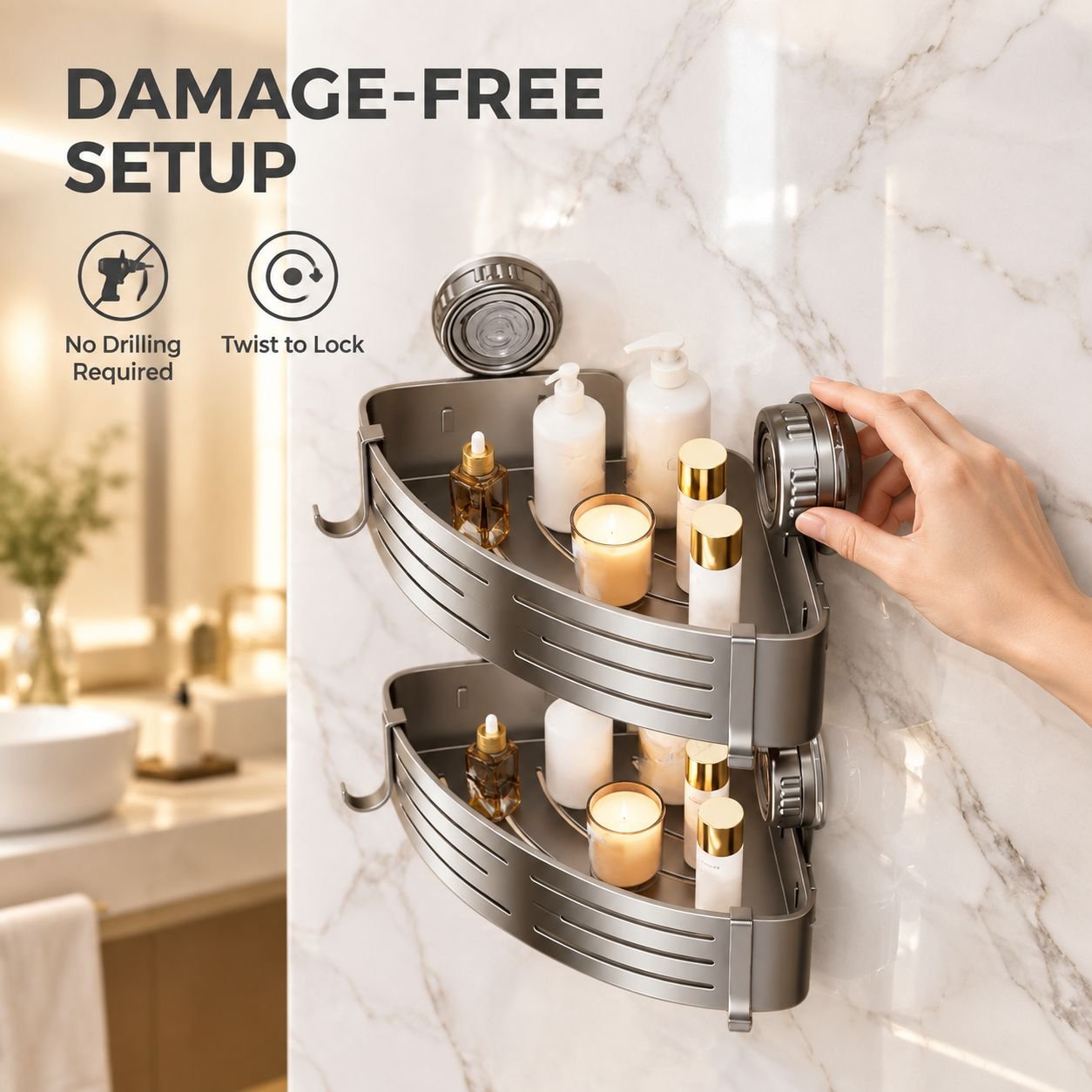 Powerful Suction Cup Triangle Storage Rack