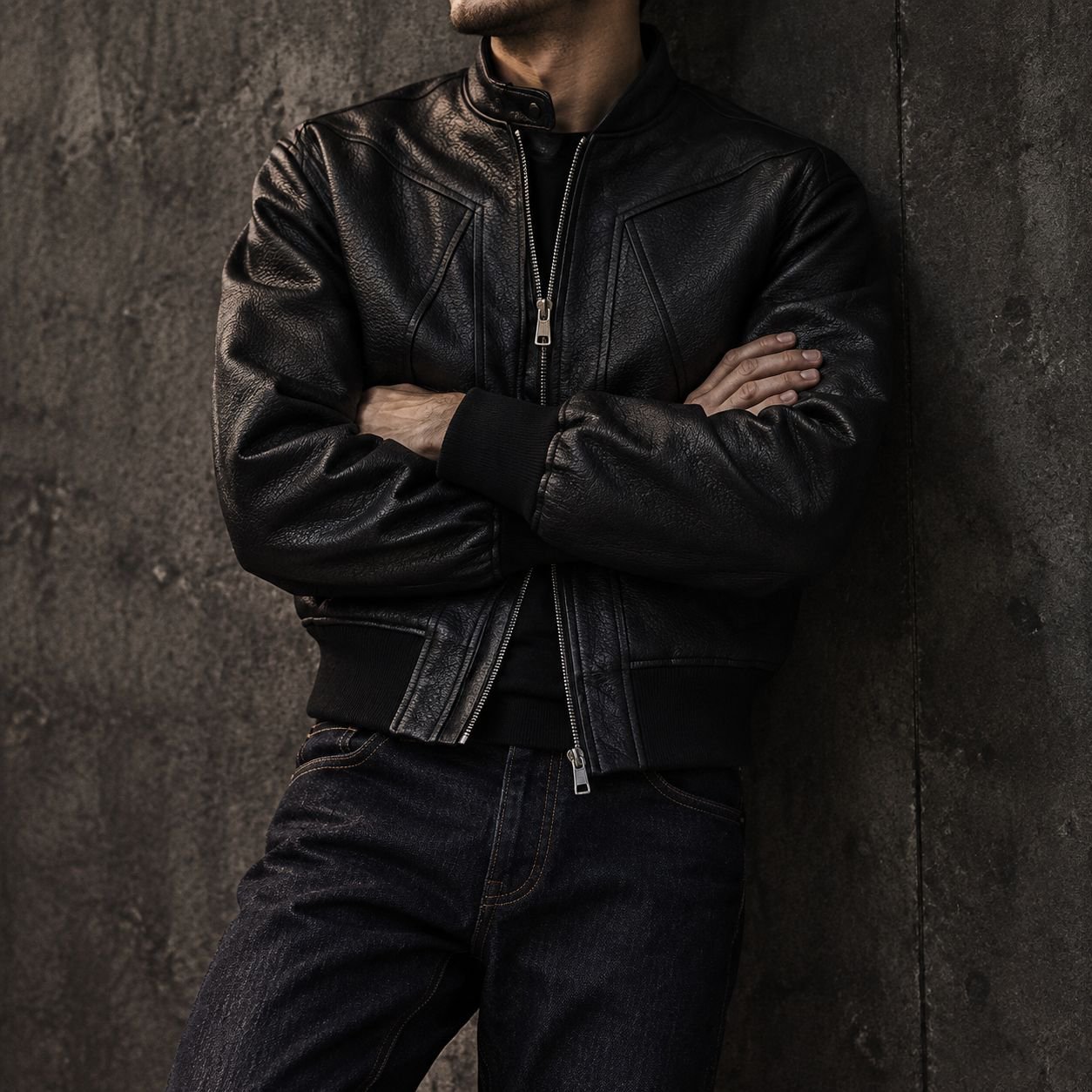 Men's American Style Red Lined PU Leather Flight Jacket, Casual Baseball Outerwear