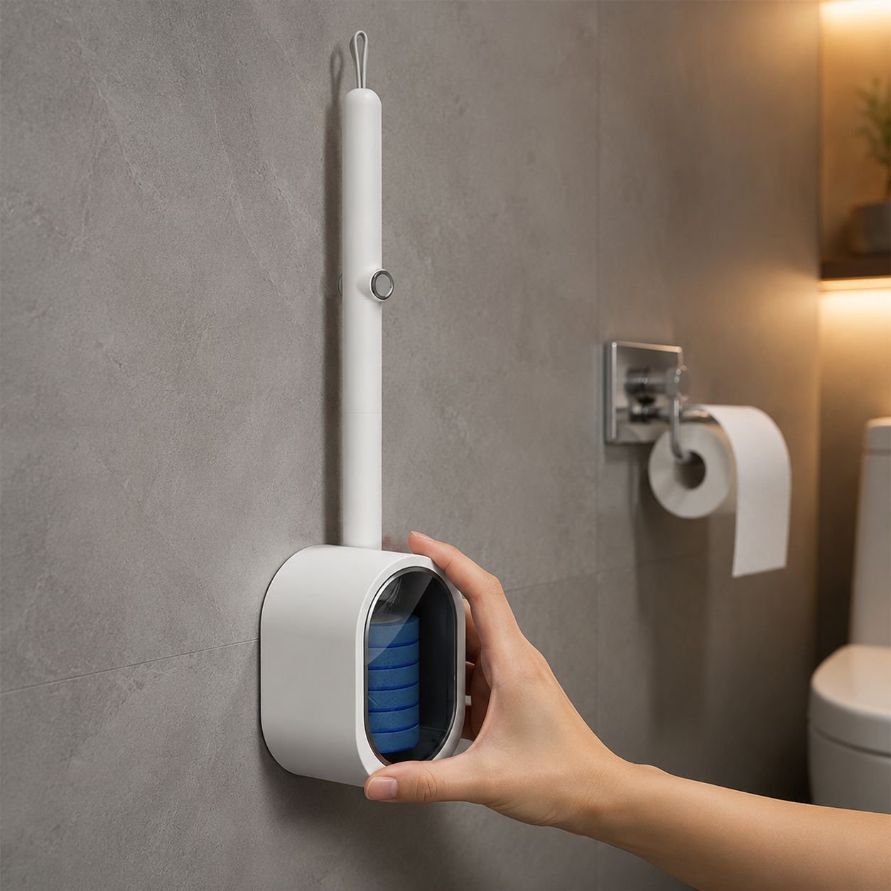 穴あけ不要 家庭用壁掛け使い捨てトイレブラシ