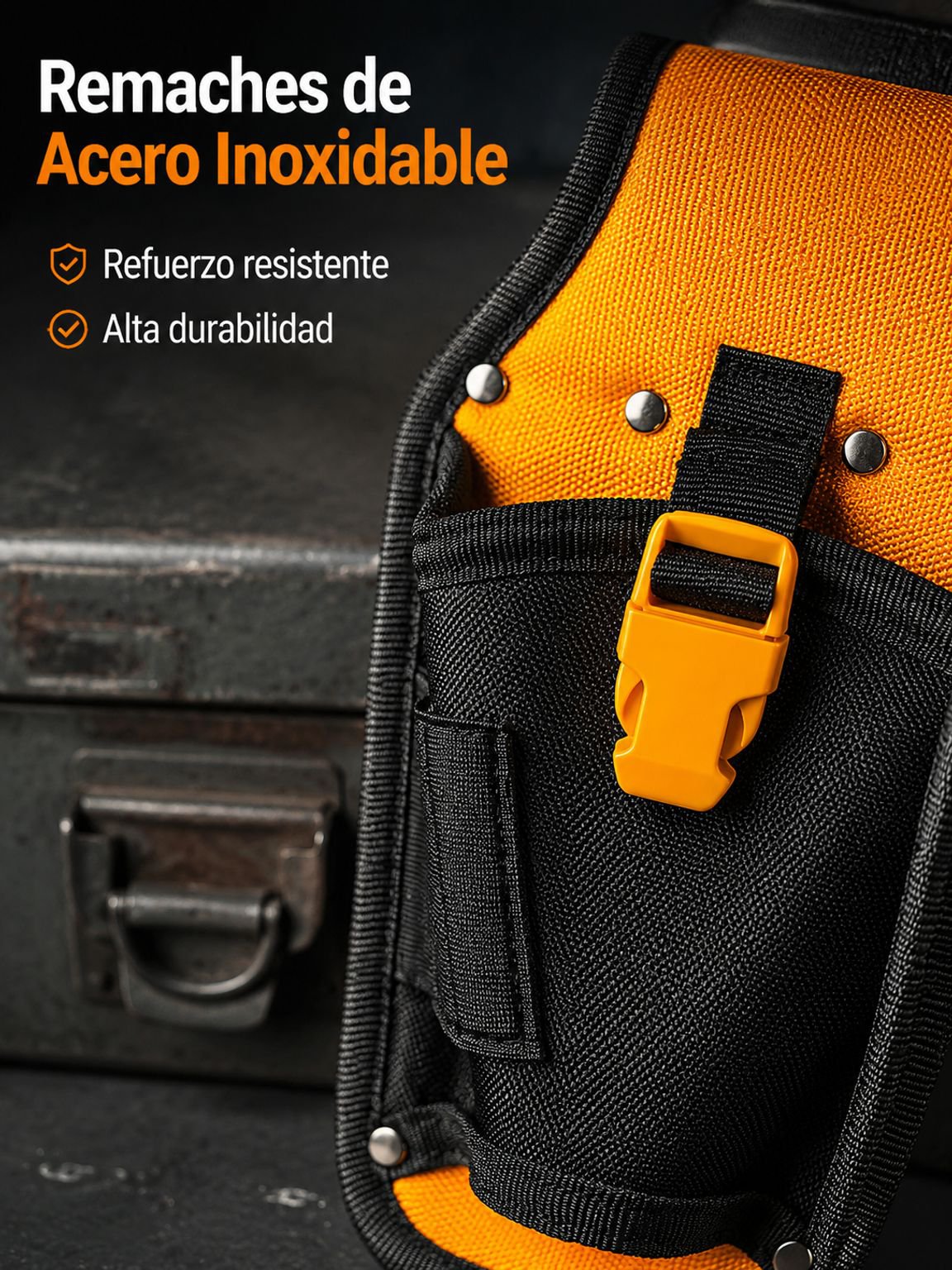 Detalle de los bolsillos reforzados de la bolsa de cintura