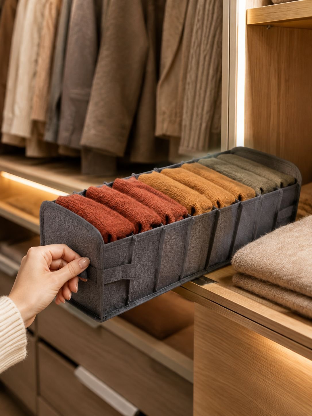 Boîte de rangement pliable pour sous-vêtements, rangement domestique en tissu