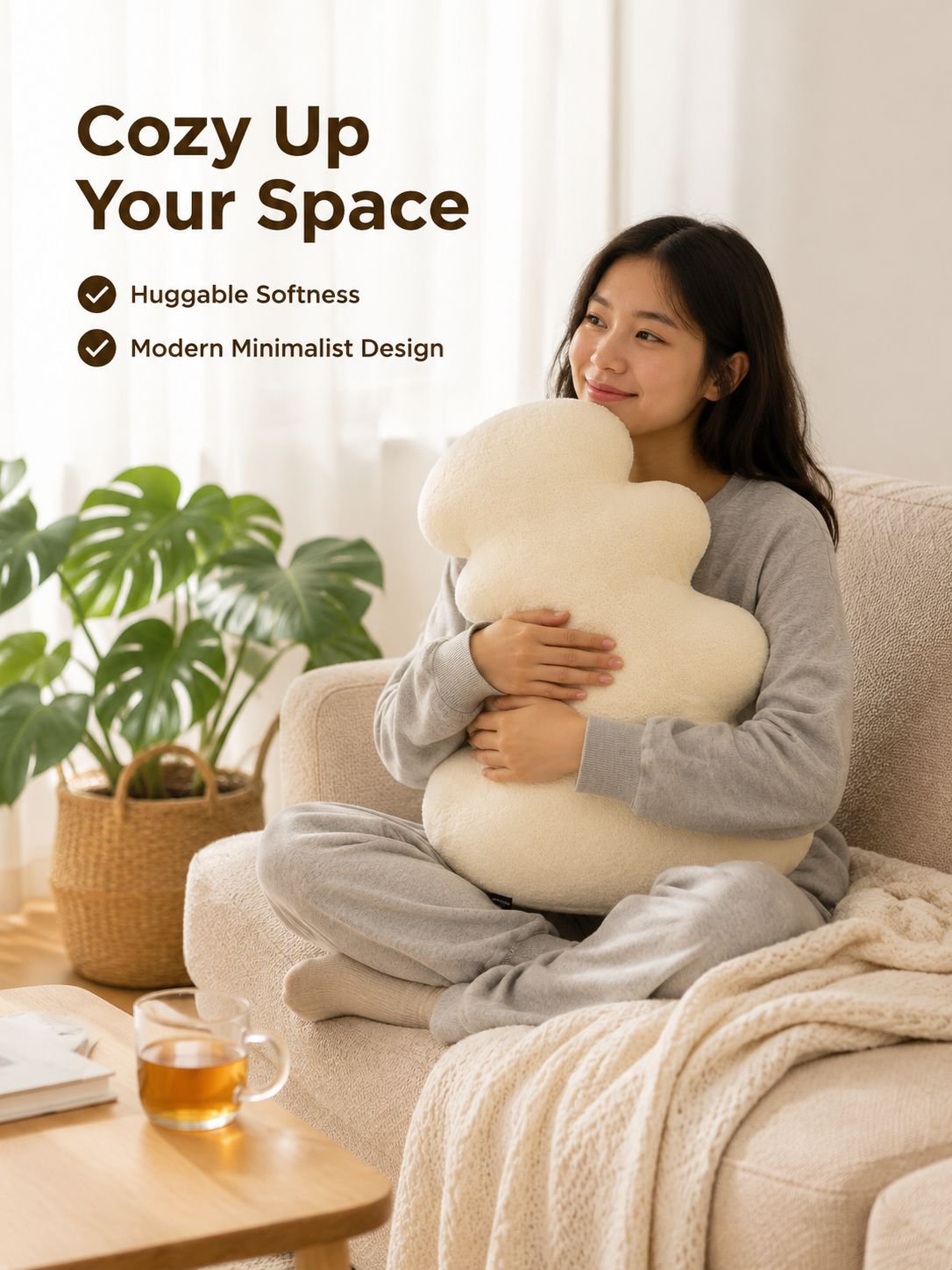Large Cloud-Shaped Throw Pillow