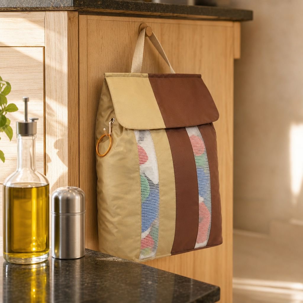 Convenient garbage bag sorting with wall-mounted organizer