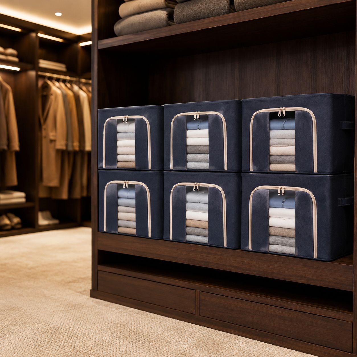 Home closet storage solution with visible window box