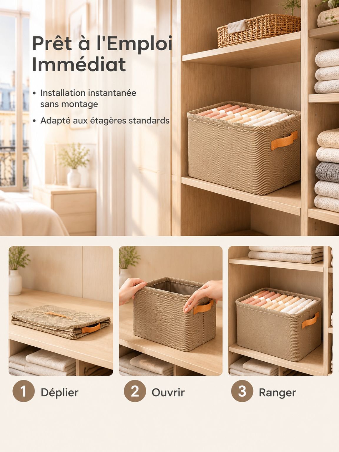 Panier de rangement pratique pour dressing