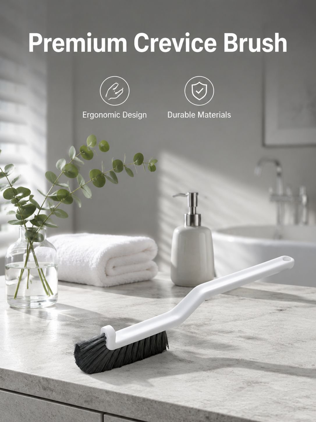 Hard-bristle tile and grout cleaning brush for deep scrubbing