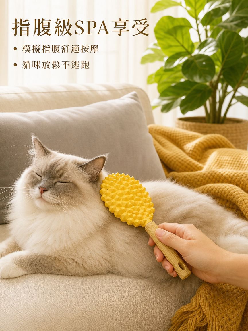 榴槤外觀寵物梳理脫毛刷
