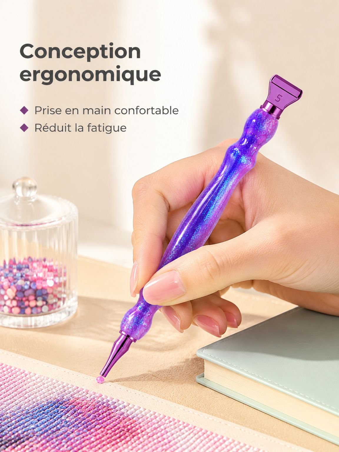 Nouveau stylo de forage à points en résine pour peinture au diamant, pointe de stylo à fil en plasti