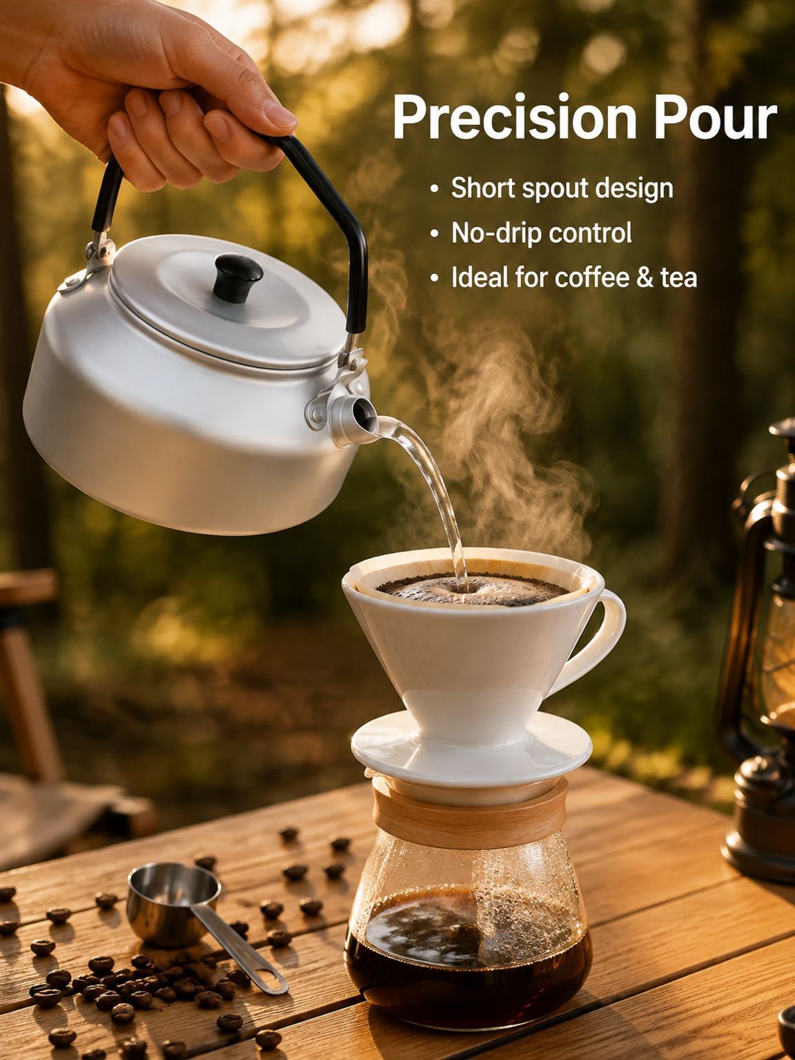 Easy-to-carry aluminum kettle for camping trips