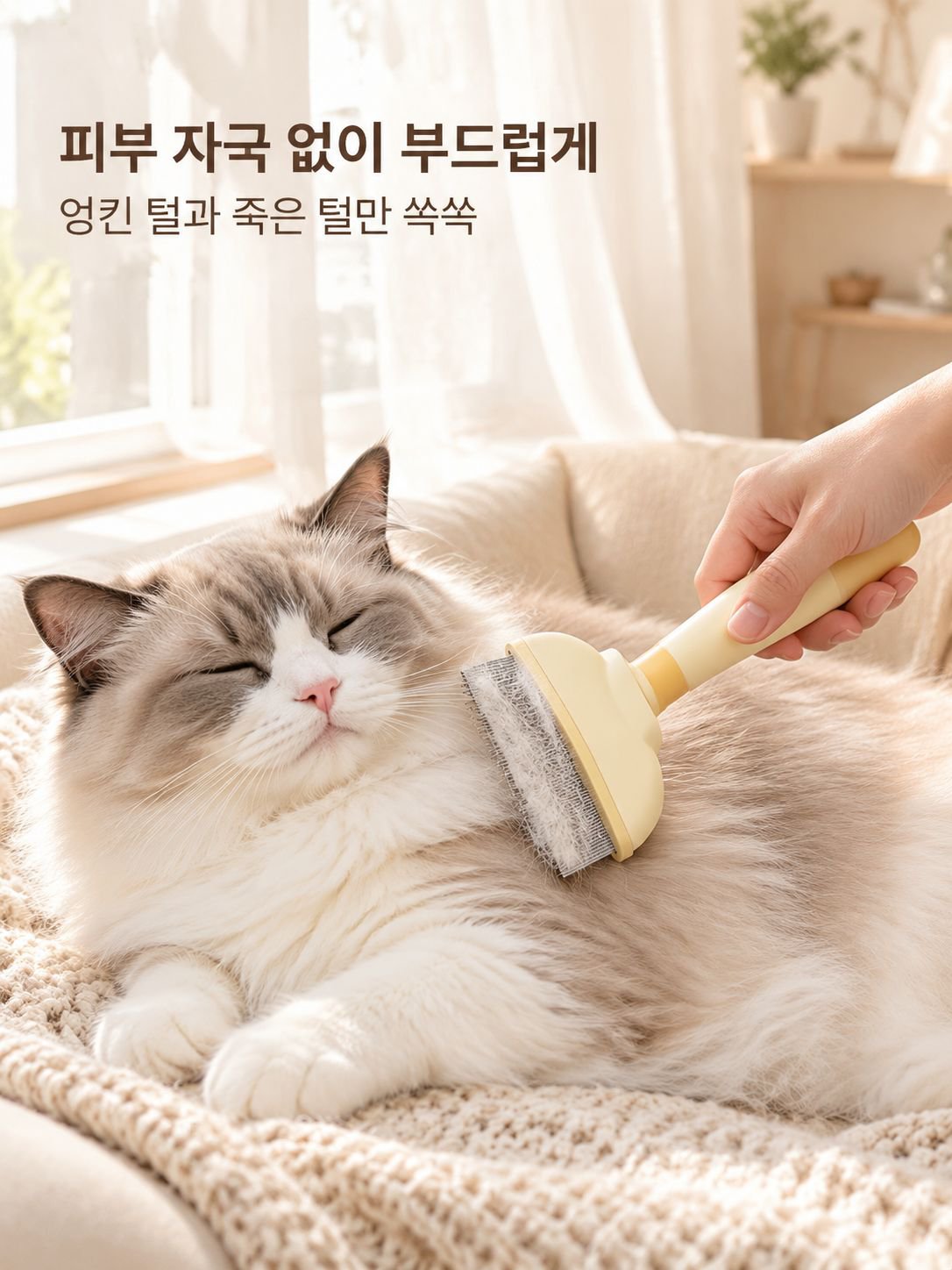 반려동물 용품 강아지 고양이 원터치 털제거 빗