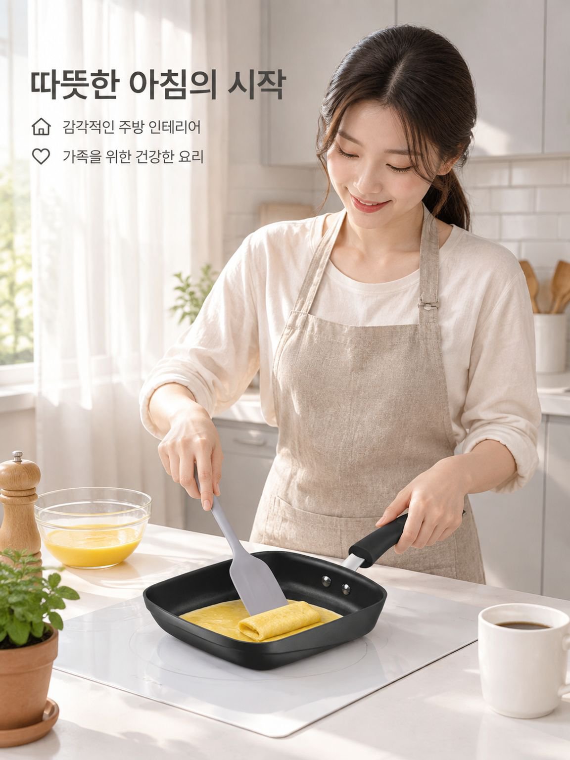 인덕션 쿡탑용 티타늄 오믈렛 팬