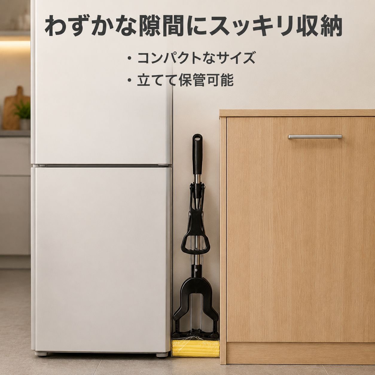 折りたたみスポンジモップ ステンレス伸縮ハンドル