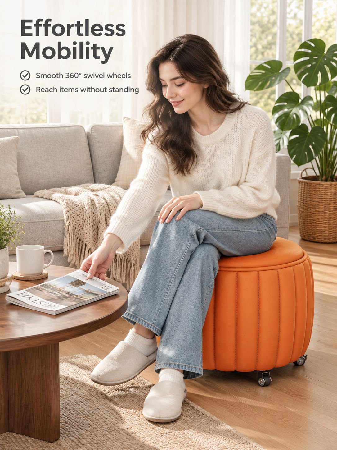 Home omnidirectional caster pumpkin stool