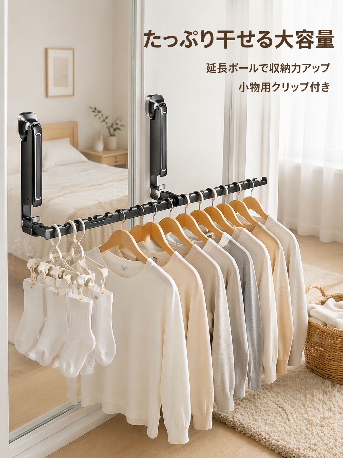 多機能折りたたみ式物干しラック