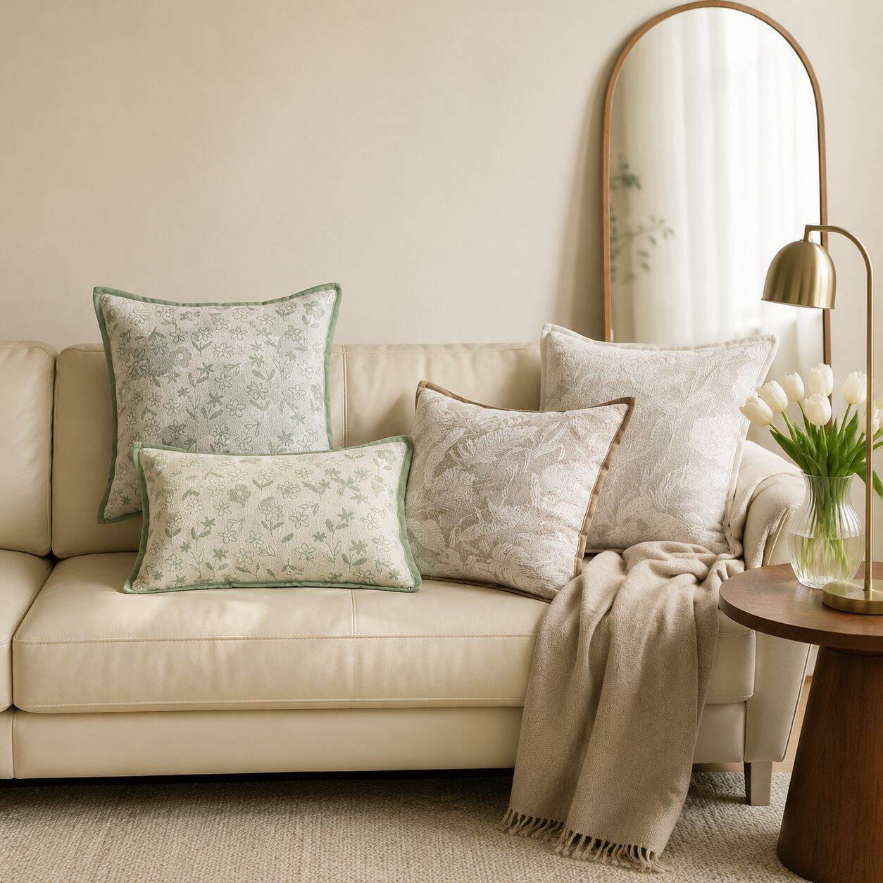 심플한 사각형 셰닐 소파 쿠션